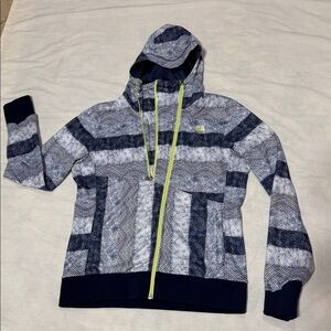 The North Face asymmetrical zip fleece hoodie with fixed hood Size L